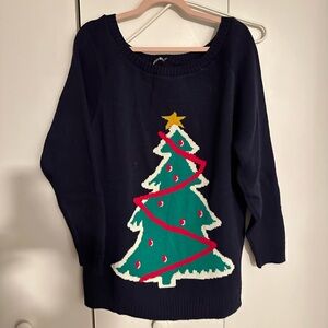 Navy Blue Christmas Tree Sweater